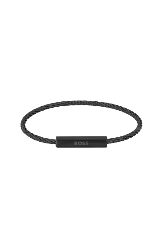 BOSS Jewelry Men's ALEK Collection Wire Bracelet with Black Ion Plating (IP) - 1580389