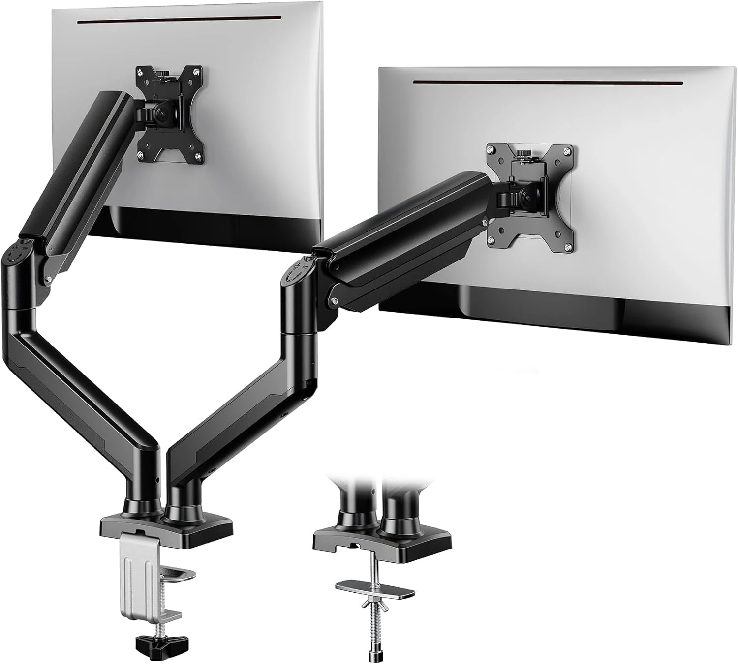 ErGear Dual Monitor Arm Desk Mount for 17 to 32 Inch Screens, Dual Stand for Curved Flat Screens, Double Monitor Arm Support VESA 75/100 mm