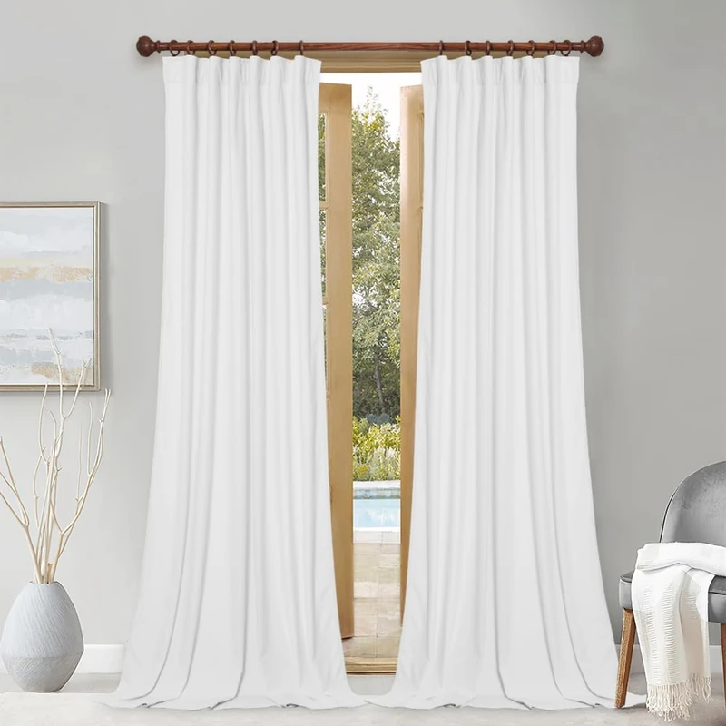 StangH White Velvet Curtains Soft Privacy for Nursery, W52xL90, 2 Panels