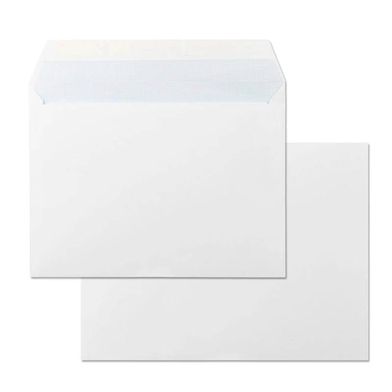 White Paper Envelopes, DIN C4, 229 x 324 mm, Paper Envelope with Silicone Closure for Documents, Shipping or Storage, m-office (Pack of 1000, 229 x 324 mm))