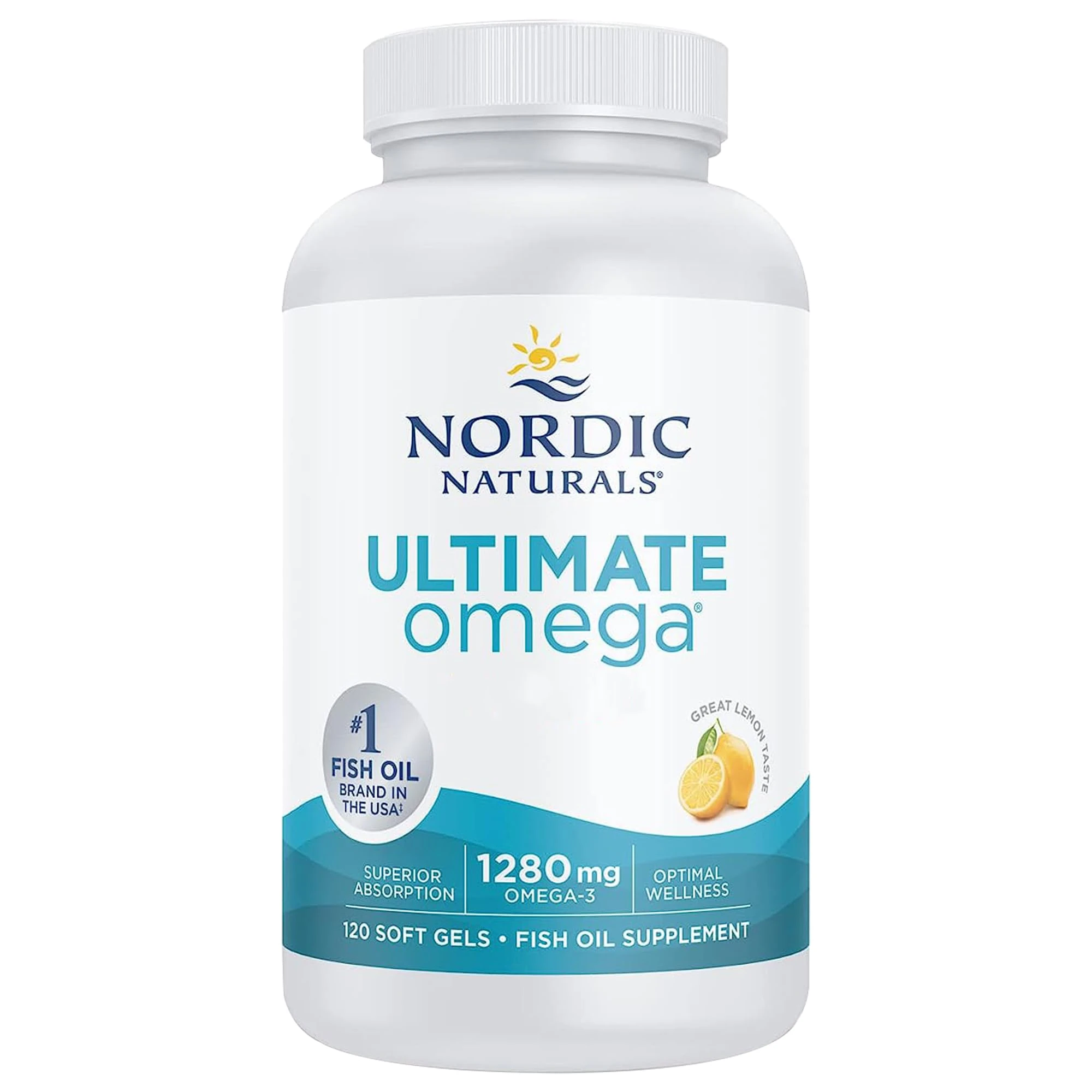 Nordic Naturals, Ultimate Omega-3, 1280mg, Lemon Flavour, High Dose, 120 Softgels, Soy Free, Non GMO