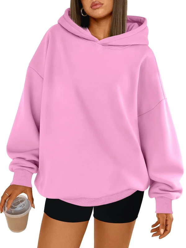 Trendy Queen Womens Oversized Hoodies Comfy Sweatshirts Fall Fashion 2025 Outfits Casual Tops Fleece Clothes with Pockets, Pink, XL
