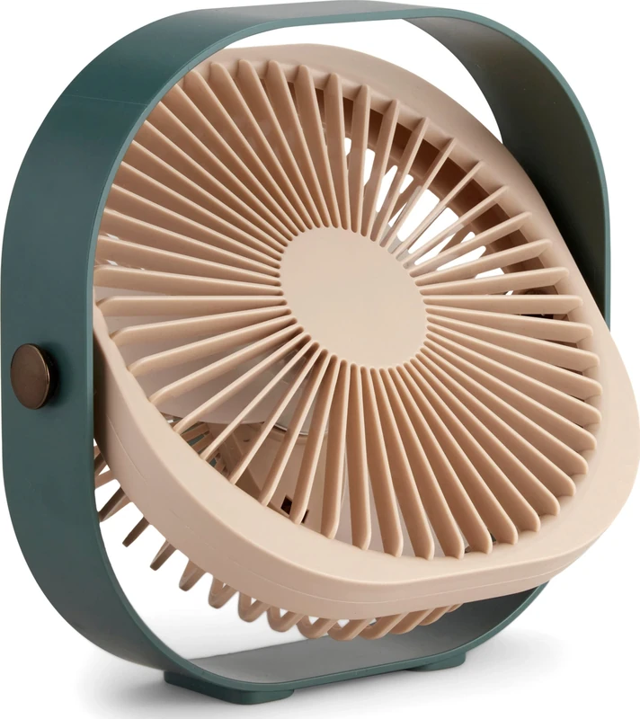 PrintWorks Portable Fan | Rechargeable USB Desk Fan & Table Fan | 3-Speed Levels, 360° Rotation, Green