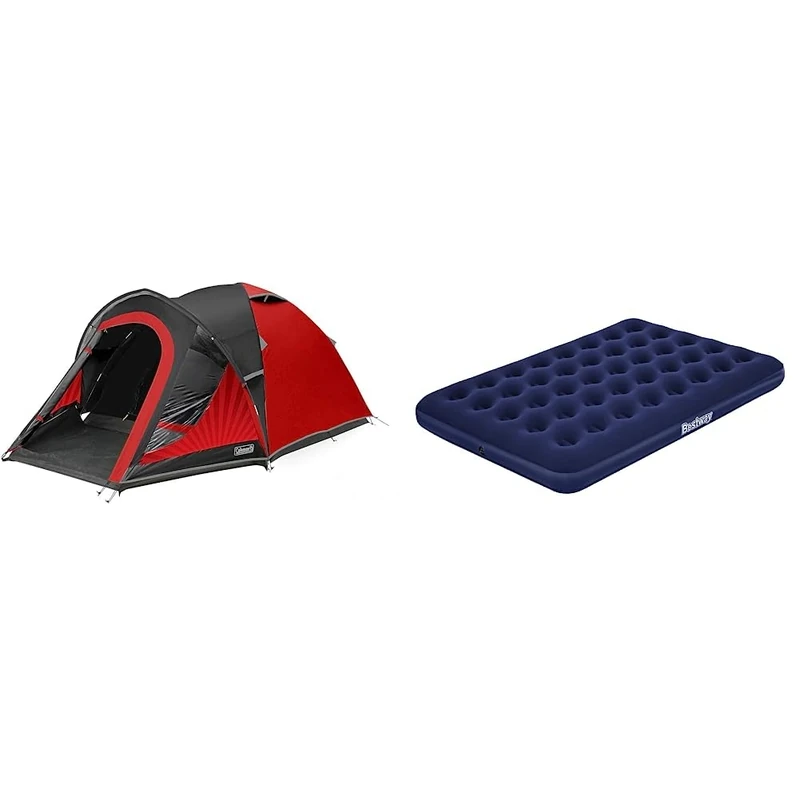 Coleman Tent The BlackOut 3, 3 man Festival Camping tent with BlackOut Bedroom Technology & Bestway Pavillo Double Air Bed | Inflatable Outdoor, Indoor Airbed, Quick Inflation