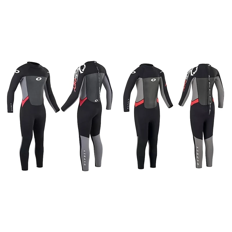 Osprey Men's Full Length 3 mm Summer Wetsuit, Adult Neoprene Surfing Diving Origin, Red, XXL & Boys' Osp B Long Origin, Black Red, M