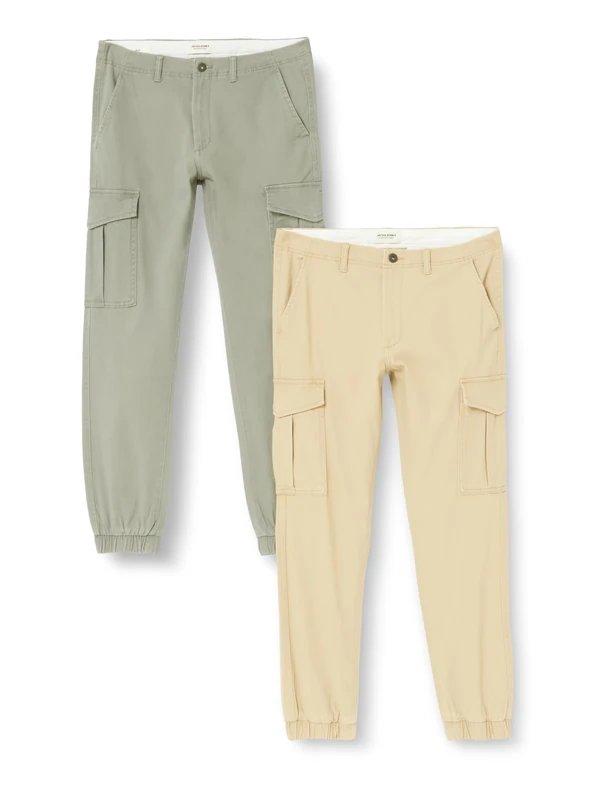 JACK & JONES Men's Jpstmarco Jjjoe Cuffed 2pk MP Pants, Crockery/Pack: Sedona Sage, 34 W/32 L