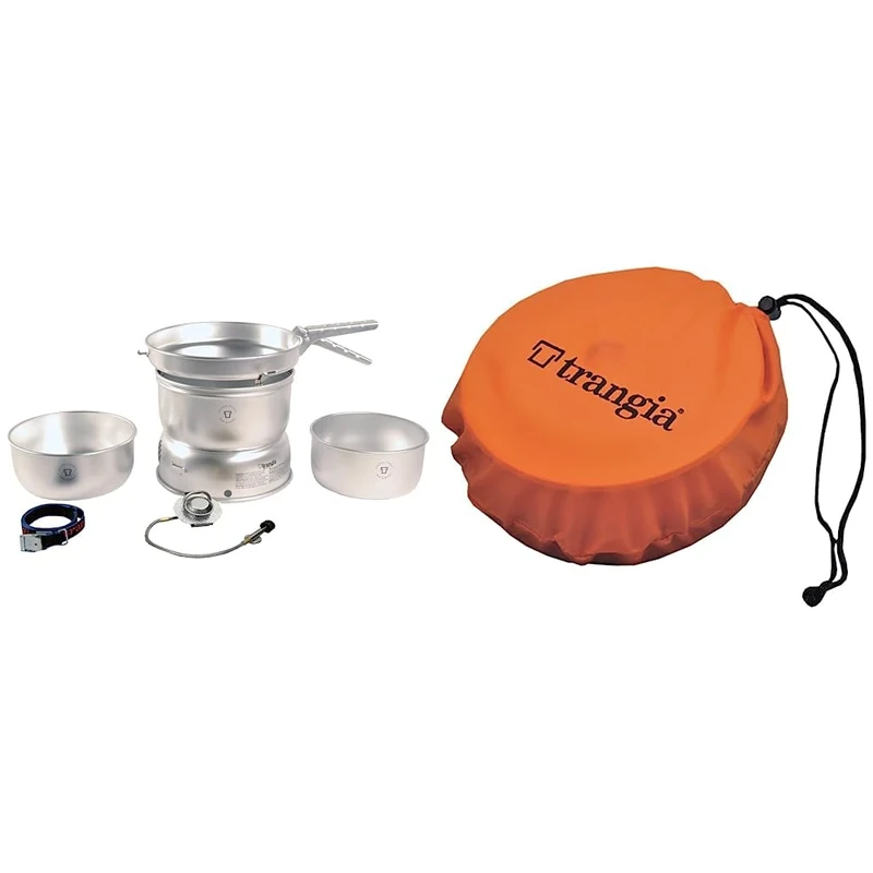 Trangia Unisex Trangia 27-1 Gb Stove Alloy Pans With Gas Burner Cooking System, Silver, Size 27-1 UK & Series Stove Bags, Size 27 - Orange