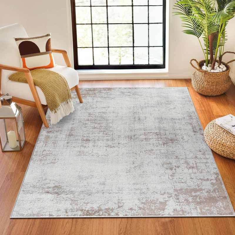Livabliss Kampen Abstract Rug - Area Rugs Living Room 120x170 cm, Dining Room, Lounge, Kitchen, Bedroom - Modern Marble Large Rug, Soft Luxurious Easy Care Medium Pile, Beige, Grey and Ivory - Image 1