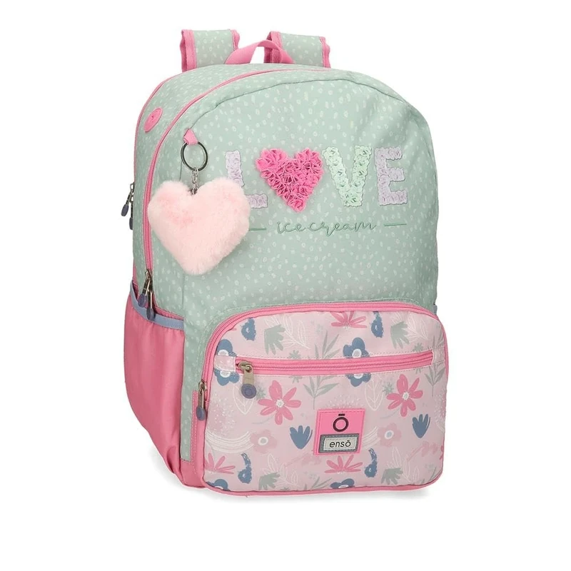 Enso Love Ice Cream Laptop School Backpack Green 32 x 42 x 14 cm Polyester 18.82L, green, One Size, School Laptop Backpack