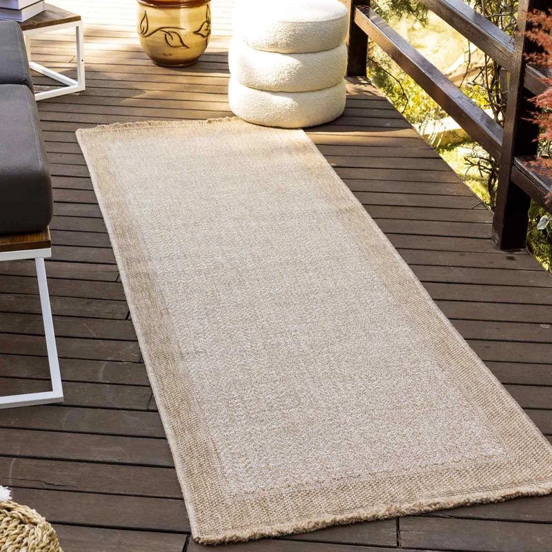 Livabliss Perth Indoor Outdoor Rug - Large Boho Rugs for Living Room 80x220 cm Dining, Kitchen Carpet, Patterned Neutral & Coloured Rugs, Waterproof, Stain Durable - Beige and Tan - Image 1
