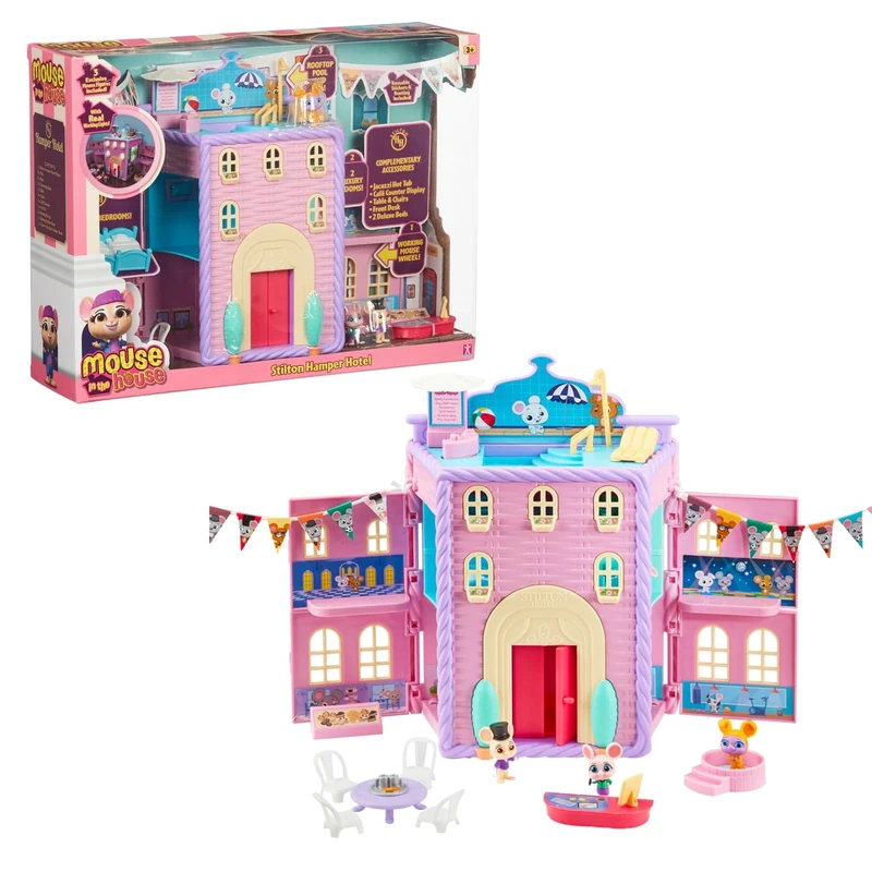 MOUSE IN THE HOUSE, Hotel de Millie, with 3 Exclusive Mouse Figures, Accessories and Stickers Glow in the Dark Toys for Children aged 3 Years and Above