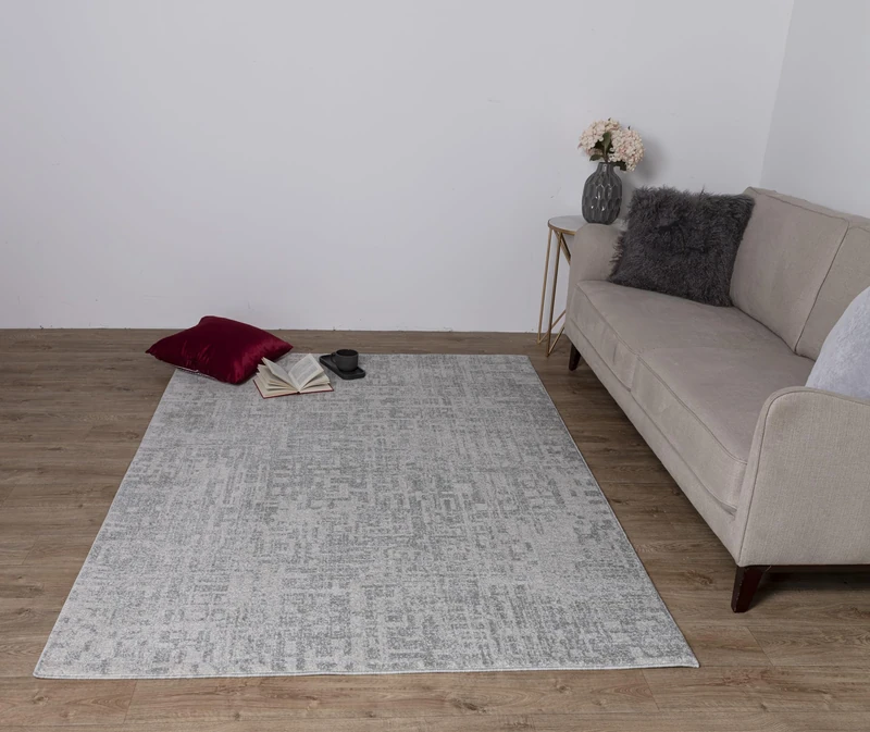 Asiatic Edits Low Pile Abstract Silver Indoor Rug for Living room, Bedroom, Conservatory, Hallway, Large Area, Easy to Clean, Area Rugs - Non Shedding 80x150cm