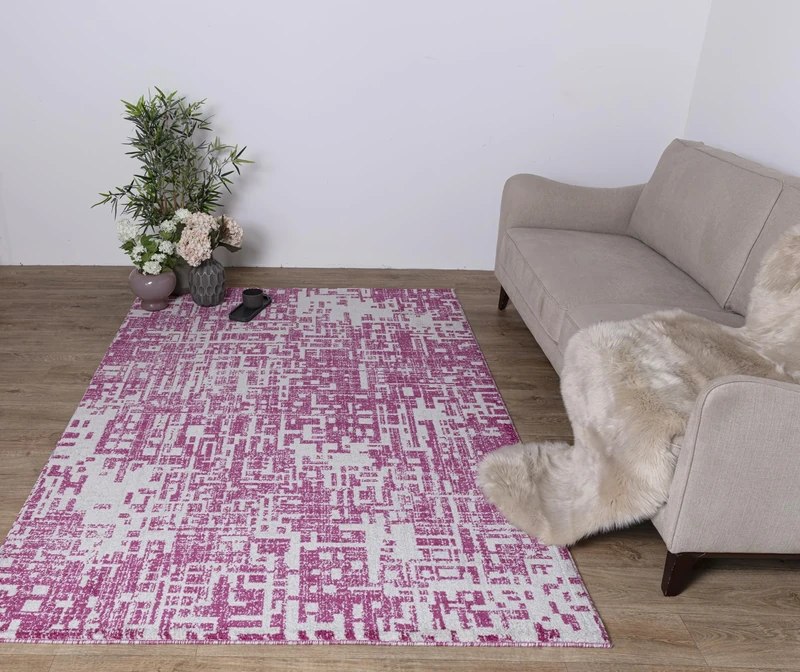 Asiatic Edits Low Pile Abstract Fuschia Pink Indoor Rug for Living room, Bedroom, Conservatory, Hallway, Large Area, Easy to Clean, Area Rugs - Non Shedding 120x170cm