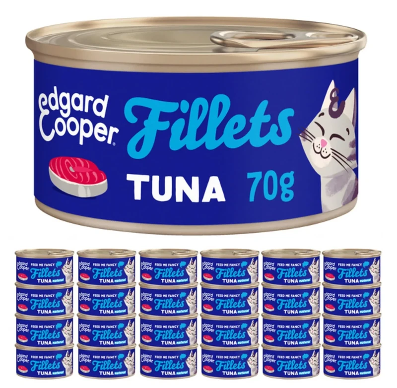 Edgard & Cooper Fillet for Sterilized or Active Kitten or Adult Cat Natural Grain-Free Wet Food 70g x 24 Tuna