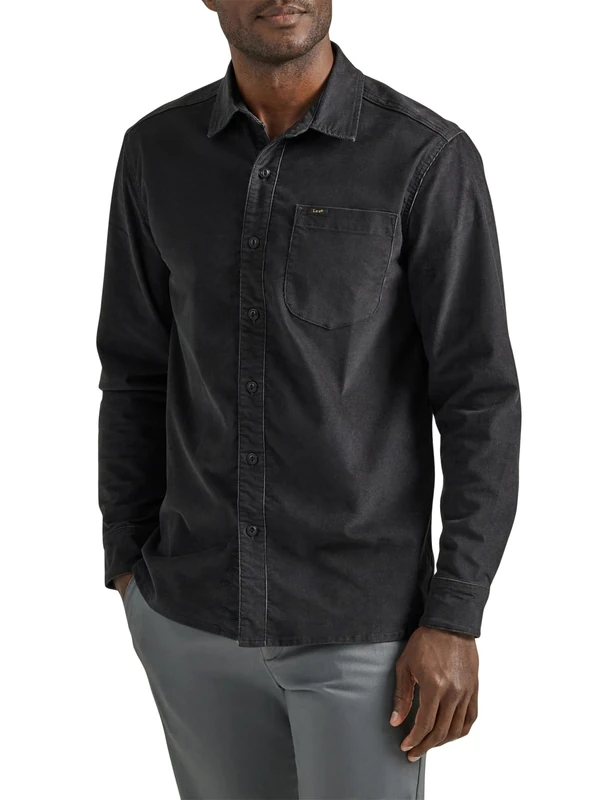 Lee Men's Extreme Motion All Purpose Long Sleeve Worker Shirt Button, Charcoal Corduroy, 50/52