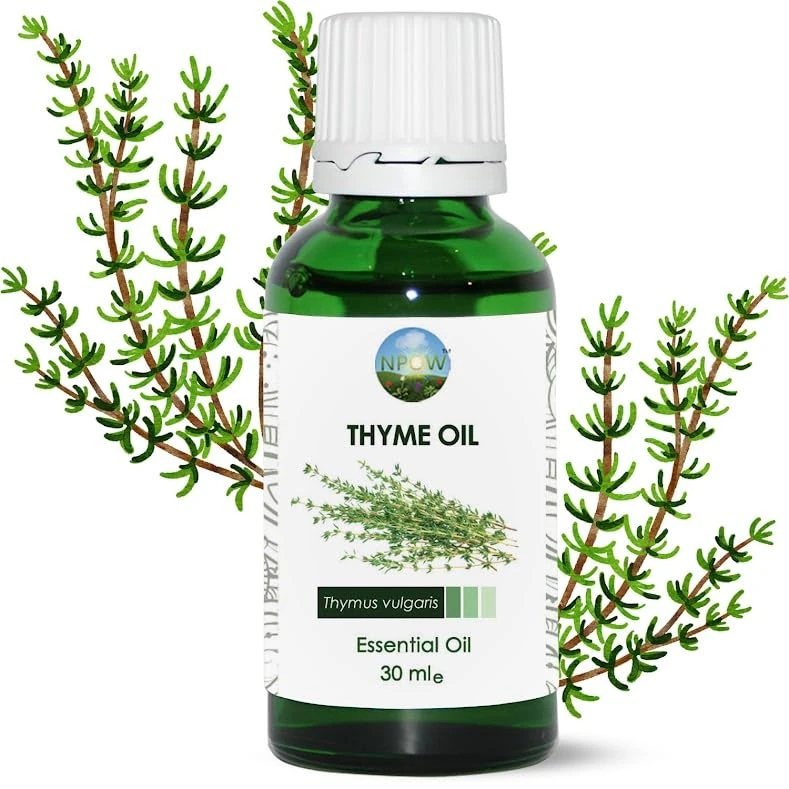 NPOW Thyme Essential Oil - Pure Essential Oils for Skin Care and Hair Care, 100% Thyme Oil for Sensitive Skin, Humidifier, Aroma Oils, Aromatherapy Diffusers for Home - 30ml