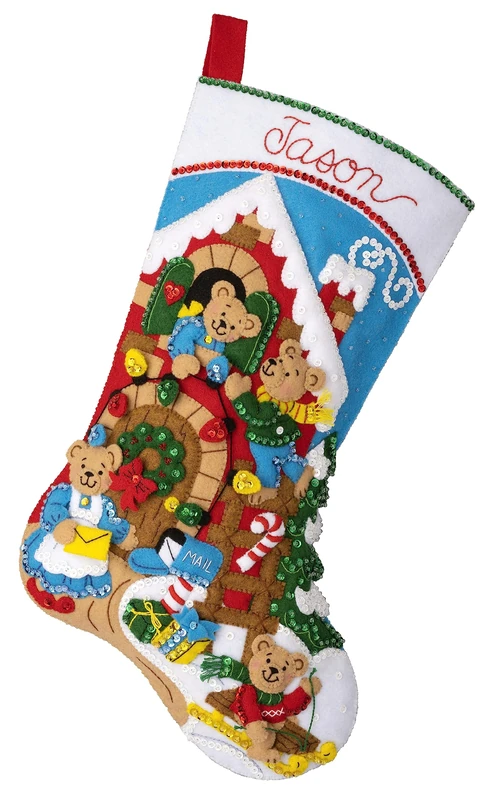 Bucilla 18" Felt Christmas Stocking Kit - A Bear-Y Merry Christmas 89597E - Image 1