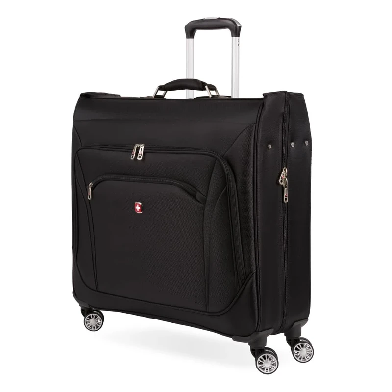 SwissGear 7895 Premium Garment Bag with Wheels, Black, Carry-On Spinner Edition