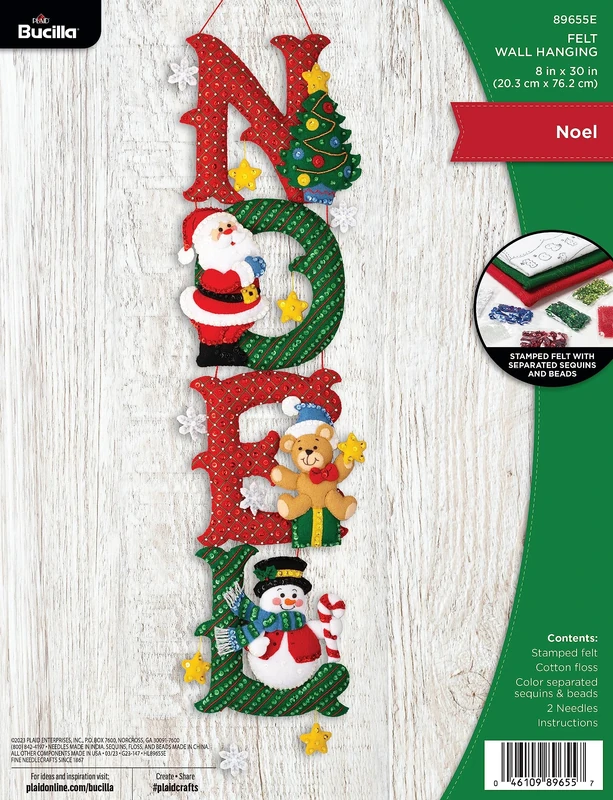 Bucilla Felt Wall Hanging Applique Kit - Noel 89655E