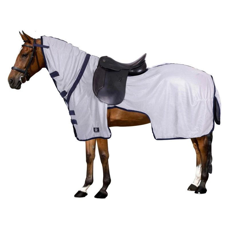 Imperial Riding IRH Royce Fly Riding Blanket, Lightweight Breathable Mesh with Fly Protection and UV Protection for Summer, Silver Grey, 165