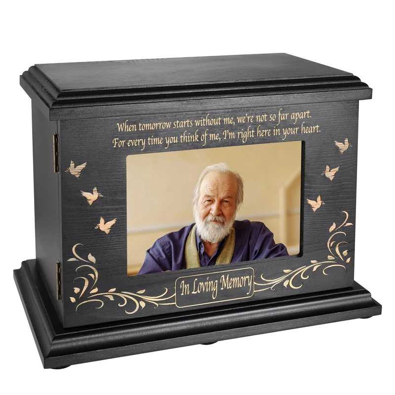 Cremation Memorial Urn for Human Ashes - Wooden Picture Frame Box for Adult Male Female - Burial Casket for Men Women Child - Holds Up to 250 LBS
