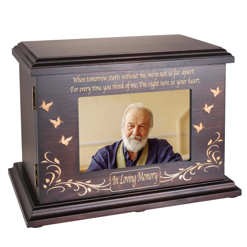 Cremation Memorial Urns for Human Ashes Adult Male Female, Wooden Picture Frame Urns Box and Casket for Men Women Child, Burial Funeral for Ashes, Holds Up to 250 LBS