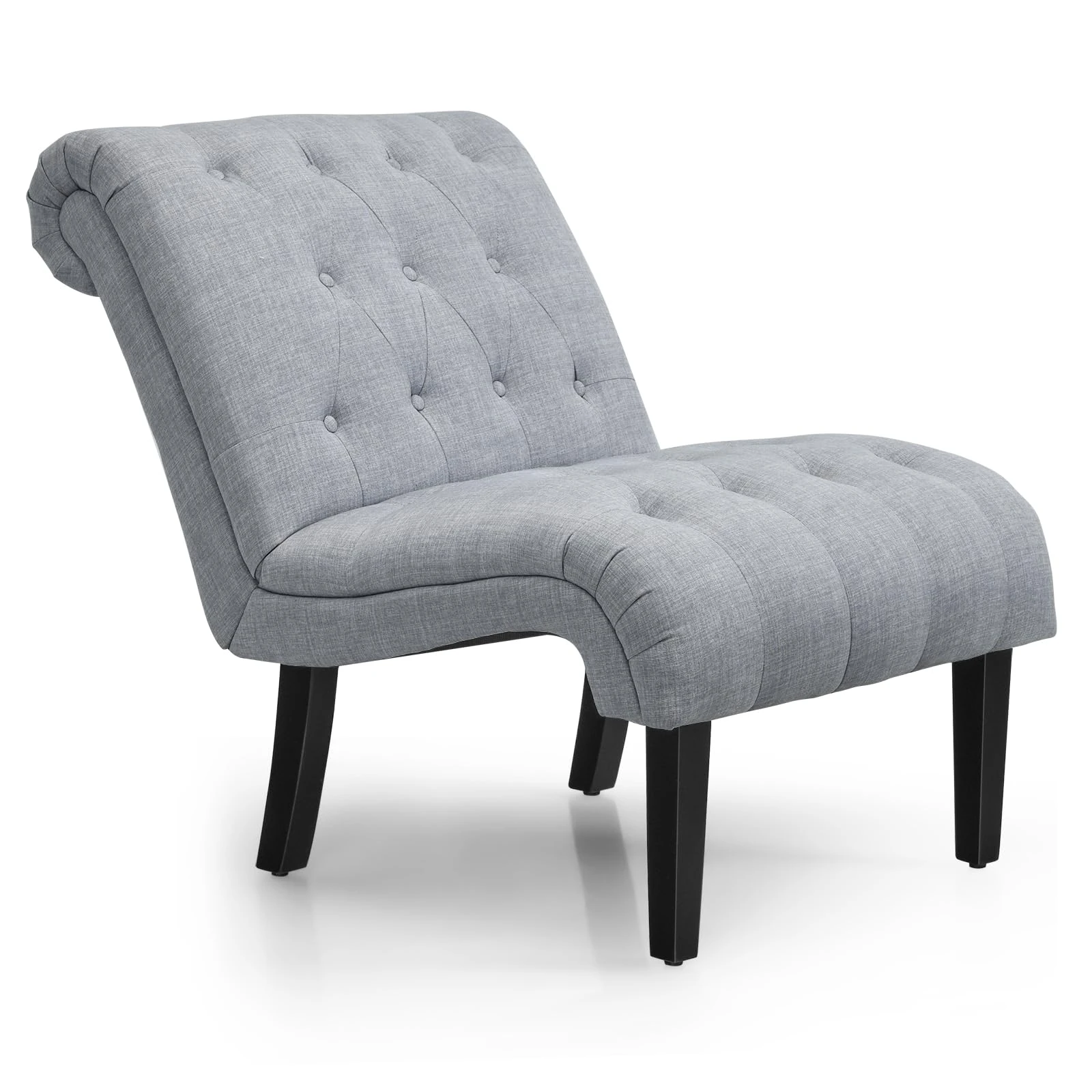 Multigot Modern Accent Chair, Linen Occasional Tub Chair with Rubber Wood Legs & Adjustable Foot pads, Upholstered Armless Lounge Leisure Chair for Living Room, Bedroom, Office (Grayish)