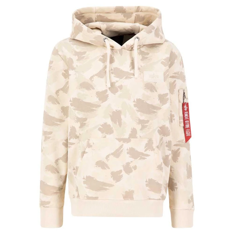 Alpha Industries Back Print Hoody Camo Hooded Sweat for Men Sand