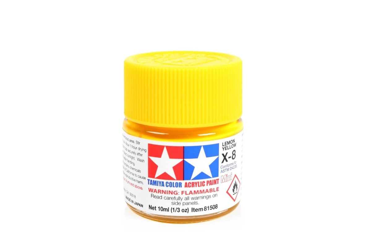 Tamiya Acrylic Mini X-8 Lemon Yellow 10ml Paint Bottle