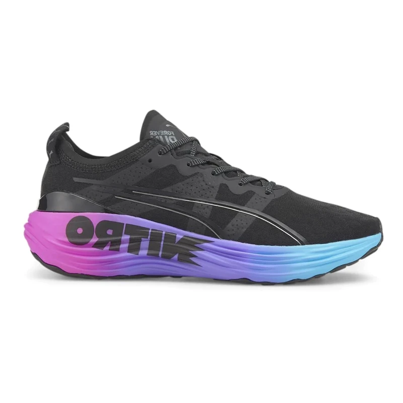PUMA Mens Foreverrun Nitro Futrograde Running Sneakers Shoes - Black, Puma Black/Luminous Blue/Electric Orchid, 9.5 UK