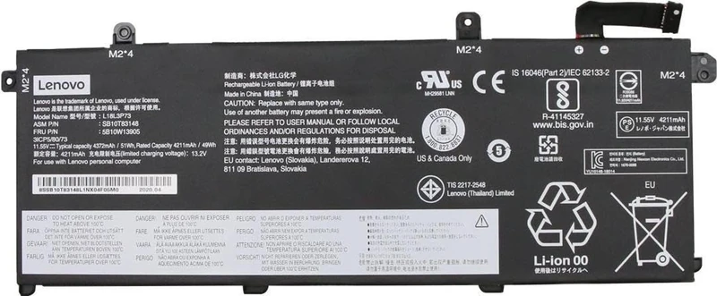 Internal, 3c, 50Wh, LiIon, LGC 5B10W13905, Battery, Lenovo, FRU5B10W13905, 880361 (5B10W13905, Battery, Lenovo)