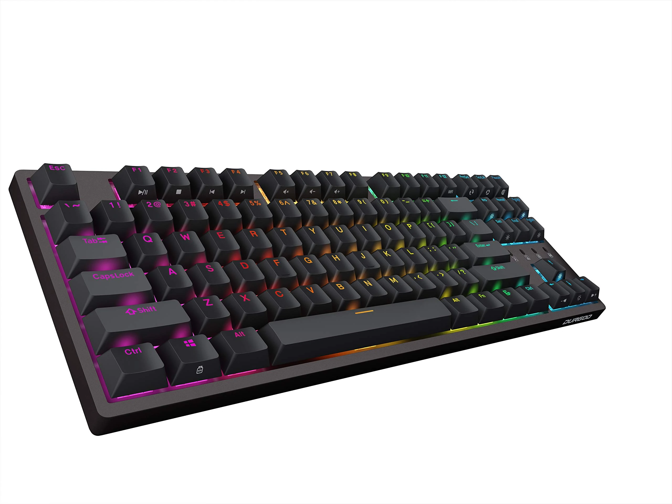 DURGOD Taurus K320 RGB TKL Mechanical Keyboard | 88 Keys Tenkeyless | USB C Wired | Doubleshot PBT Keycaps | Windows & Mac | ISO UK Layout (Nebula RGB, Cherry Red)