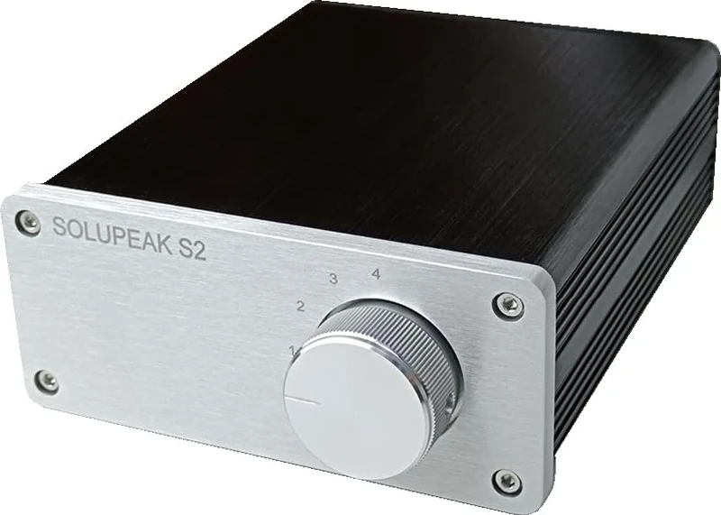 SOLUPEAK 4 Way Stereo RCA Audio Switch Input Signal Source Switcher 4 Input 1 Output Splitter Passive Selector Box (Silver) S2