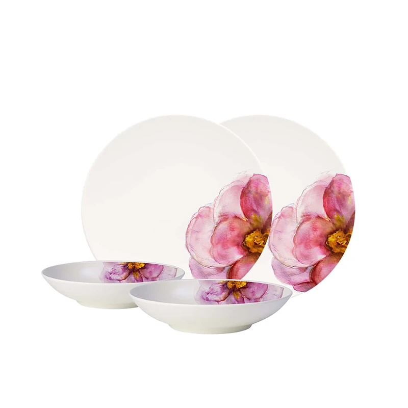 Villeroy & Boch – Rose Garden Plate Set, 4 pces., Tableware Set for 2 People, Premium Porcelain