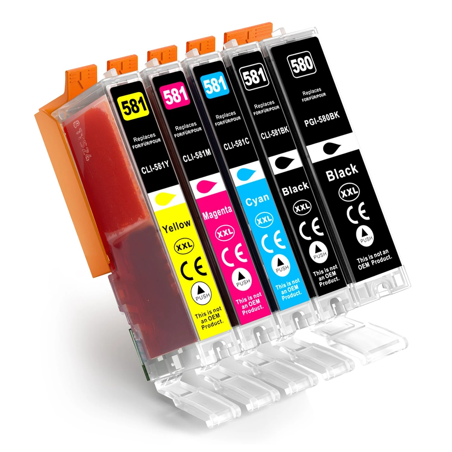 INK4U 580XXL 581XXL Ink Cartridges Compatible for Canon PGI-580XXL CLI-581XXL Pixma TS6150 TS6151 TS6250 TS6251 TS6350 TS6351 TS705 TS8150 TS9150 TS8350 TR7550 TR8500 TR8550（5 Pack）