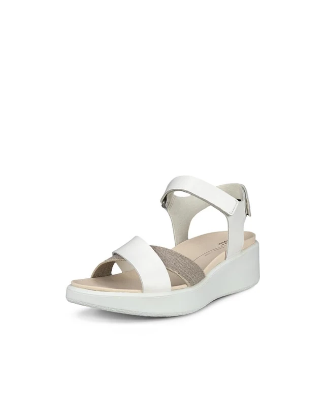 ECCO Women's Flowt Wedge Luxury Crossband Sandal, White, 6/6.5 UK