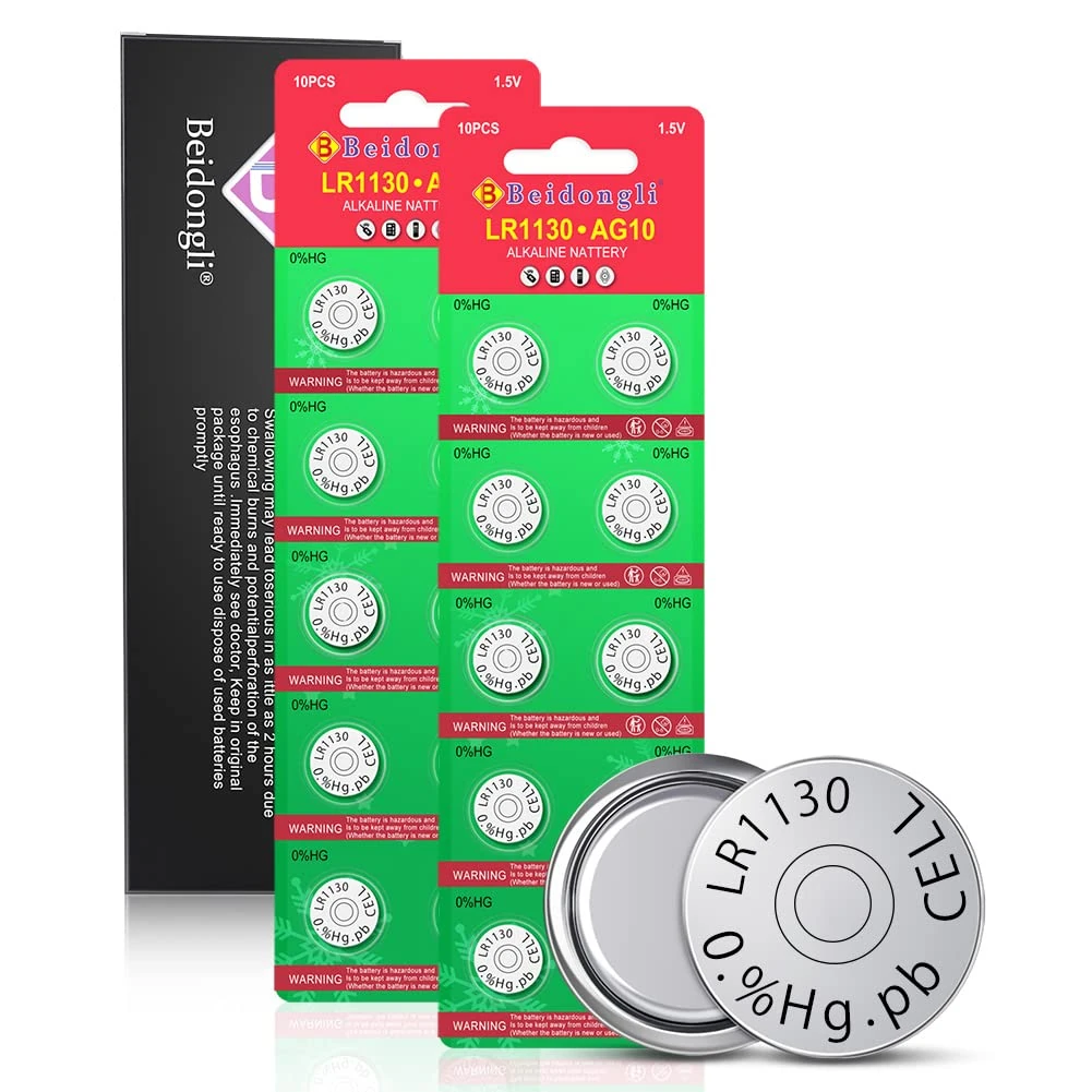 LR1130 Button Cell Batteries AG10 1131 189 1.5V Alkaline Battery Pack of 20 LR54 Button Cell