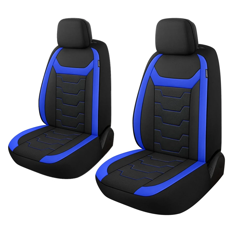 CAROMOP Breathable Car Seat Cover 2 Front Seats, 3D Air Mesh Cloth Seat Covers for Cars, Universal Fit Automotive Car Interior Covers for SUV Vans Sedans Trucks (Black/Blue)