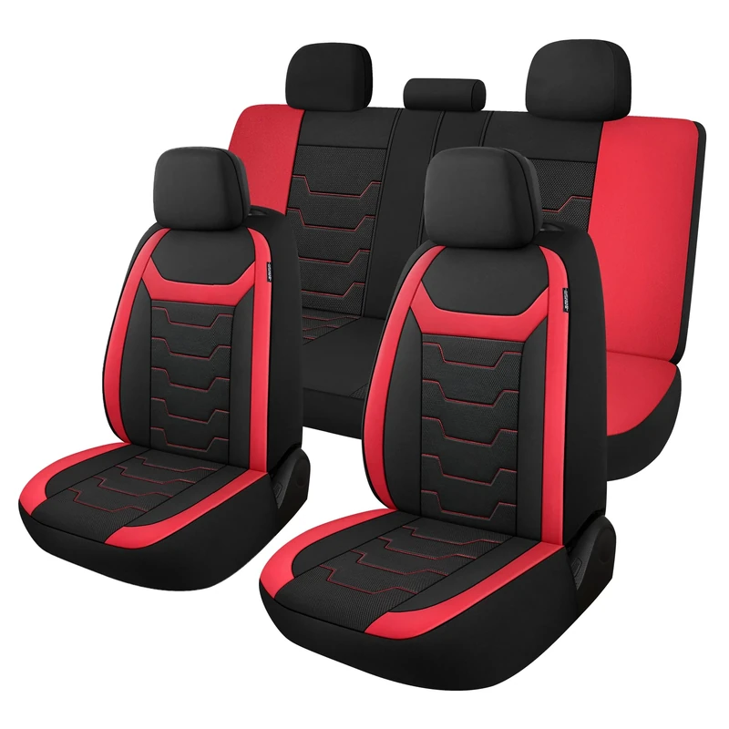 CAROMOP Car Seat Covers Breathable 3D Mesh Air Mesh Car Seat Covers Separate Seats Universal Fit for Most Cars, Sedans, Trucks and SUVs - Black/Red