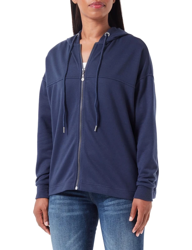 TILDEN Women's Oversize Zip Hoodie Sweater, Navy, S