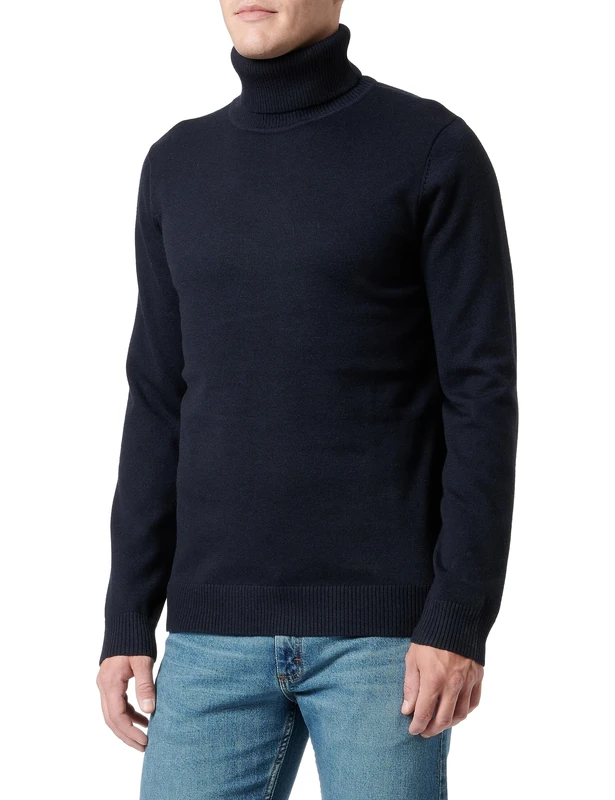 Yuka Men's Turtle Neck Sweater, Navy, M