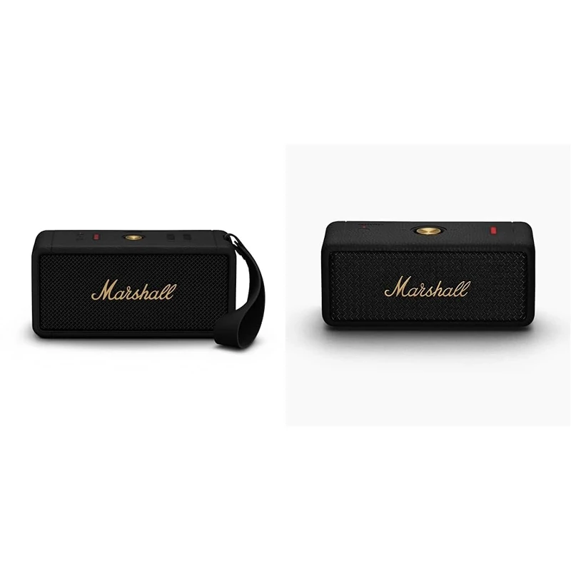 Marshall Middleton Bluetooth Wireless Portable Speaker, 20+ hours portable playtime, water resistent IP67 - Black & Brass & Emberton II Portable Bluetooth Speaker, Wireless & Water Resistant - Black