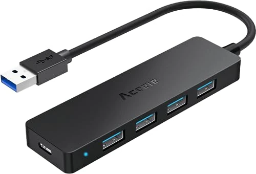 Aceele USB Hub 3.0, USB distributor with 4-port USB ultra slim, extra light, portable data hub, for MacBook Pro/Air/Mini, iMac, notebook PC, laptop, HDD mobile hard drive