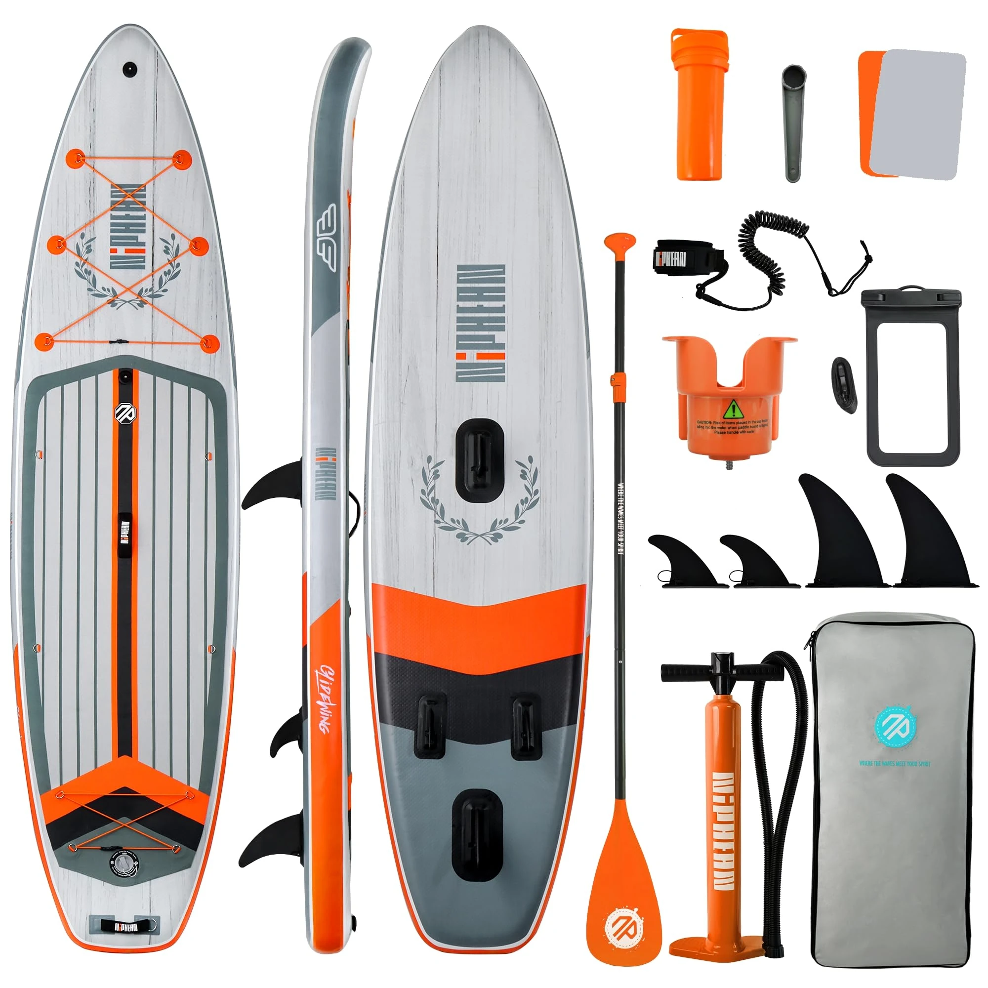 Niphean (Extra Large) Inflatable Paddle Board, SUP for 2+1 People/Family, Stand Up Paddle Board with (Beginner Friendly) Balanced Wing, Waterproof Phone Pouch, Paddle Boards for Adults, Gift Ideas