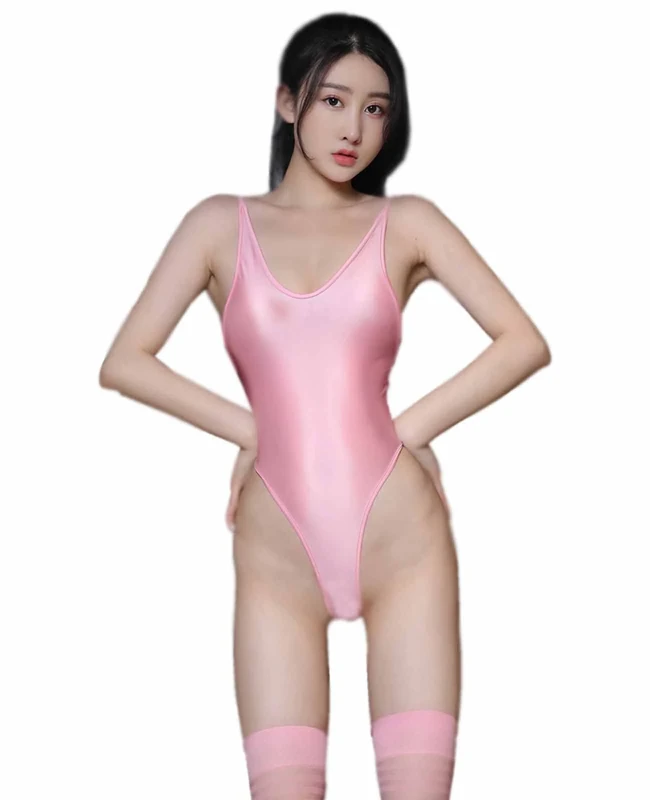 THSCWY Women's Bodysuit Pantyhose Soft Ice Silk Sexy Underwear Women Lingerie Backless Jumpsuits (Pink)