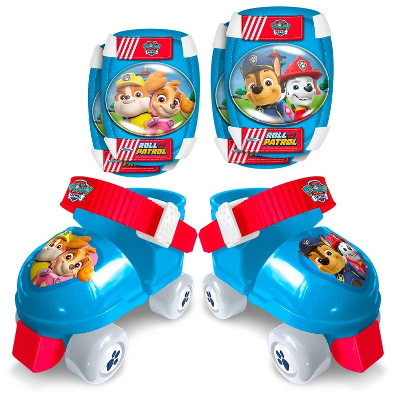 Paw Patrol 4-Wheel Combo Skates + Elbow Pads - Blue & Red, 23/27