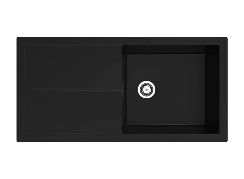 Respekta Cleveland Mineralite Sink 100 x 50 cm Single Bowl Suitable for Base Cabinets from 60 cm Wide Black