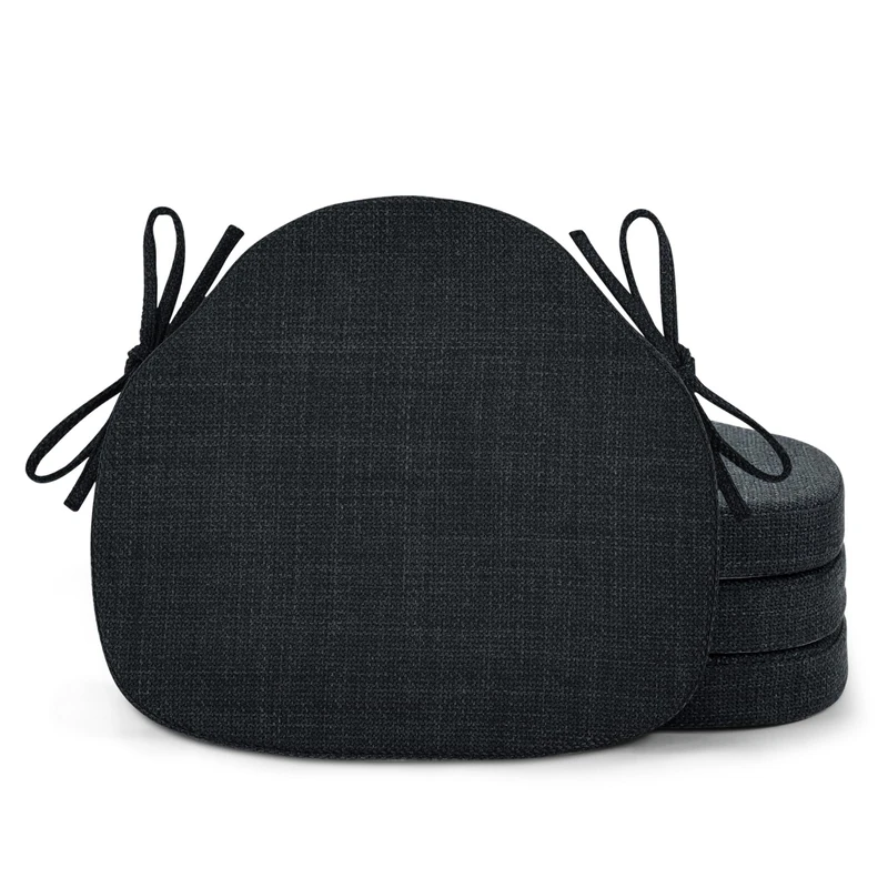 Shinnwa Kitchen Chair Cushions Set of 4 Windsor Seat Cushions for Dining Room Memory Foam Chair Pads for Dining Chairs with Ties & Textured Cover, 4 Pack, 16.5 x 15.5 x 2 Inches