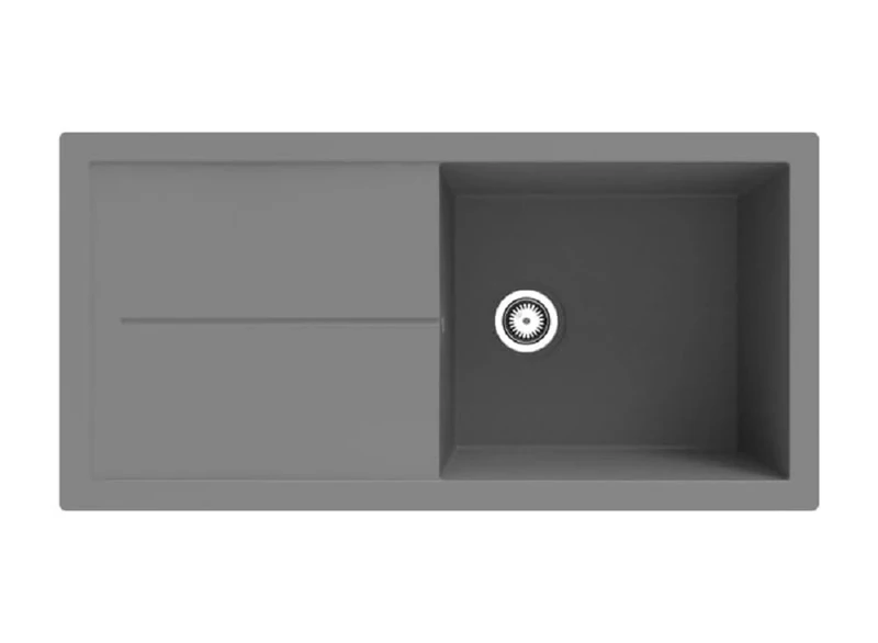 Respekta Cleveland Mineralite Sink 100 x 50 cm Single Bowl Suitable for Base Cabinets from 60 cm Wide Grey