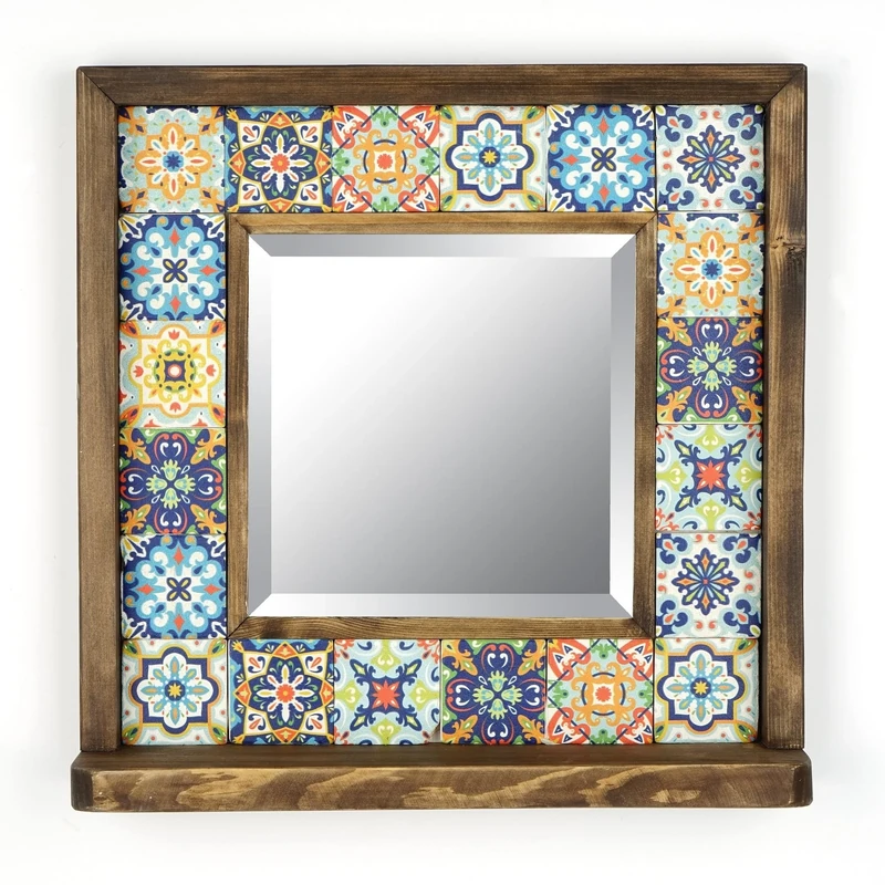 WELL HOME MOBILIARIO & DECORACIÓN Multicolor Style Framed Square Mirror